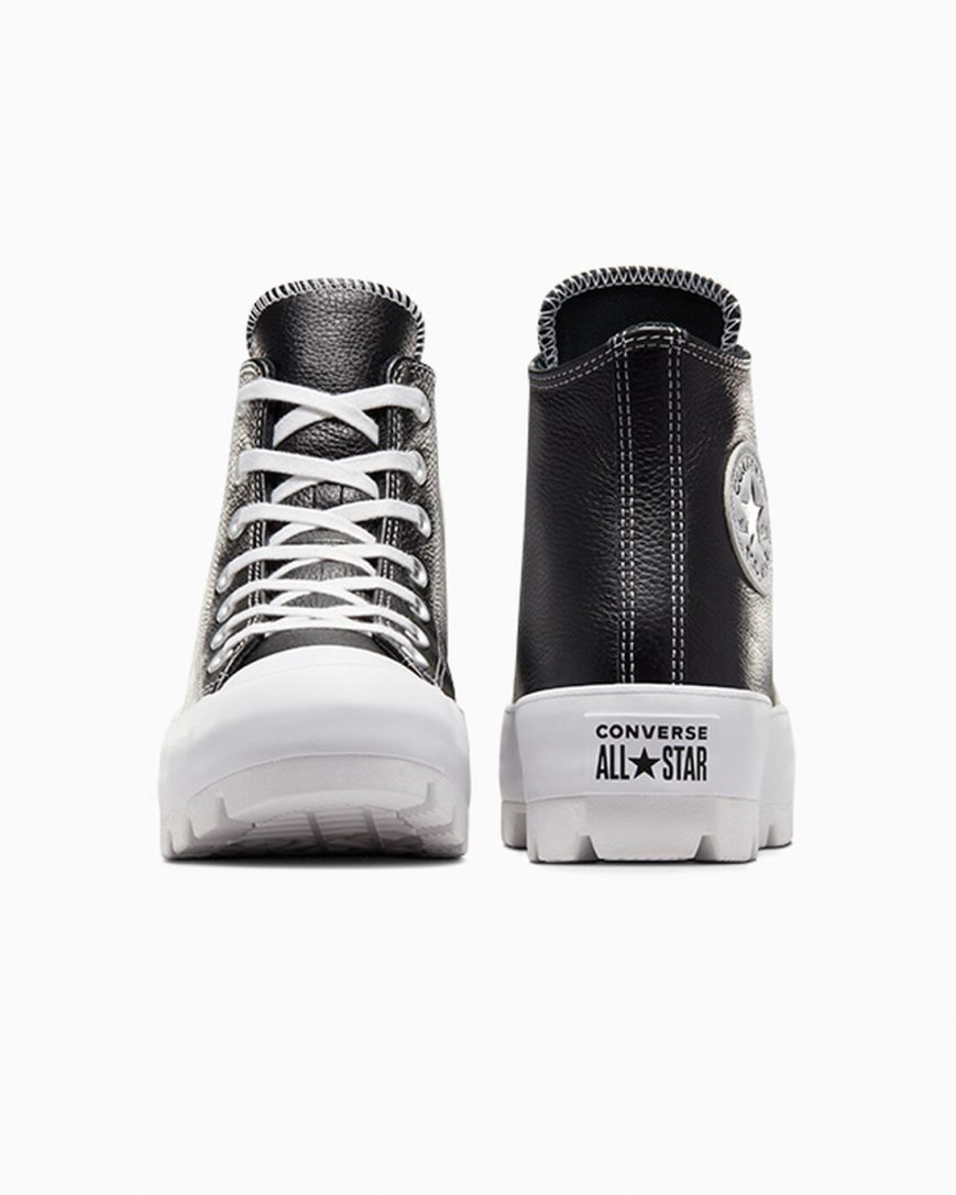 Dámské Boty Vysoké Converse Chuck Taylor All Star Lugged Læder Černé Bílé | CZ X31UF79